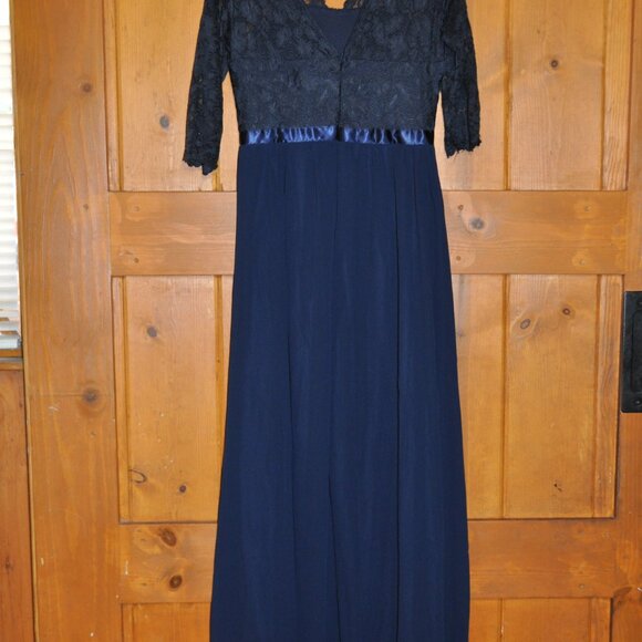 Women's Retro Vintage Floral Lace V Neck Evening Bridesmaid Formal Long Dress - Picture 6 of 6